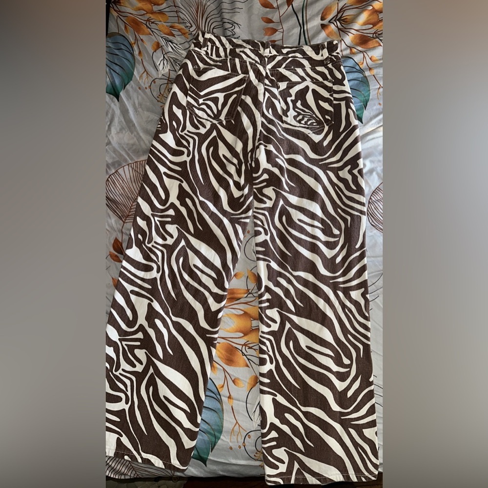 SHEIN Brown and White Striped Pants